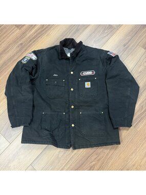 Vintage Carhartt C001 Blanket Lined Chore Coat Duck Canvas Work Jacket Black